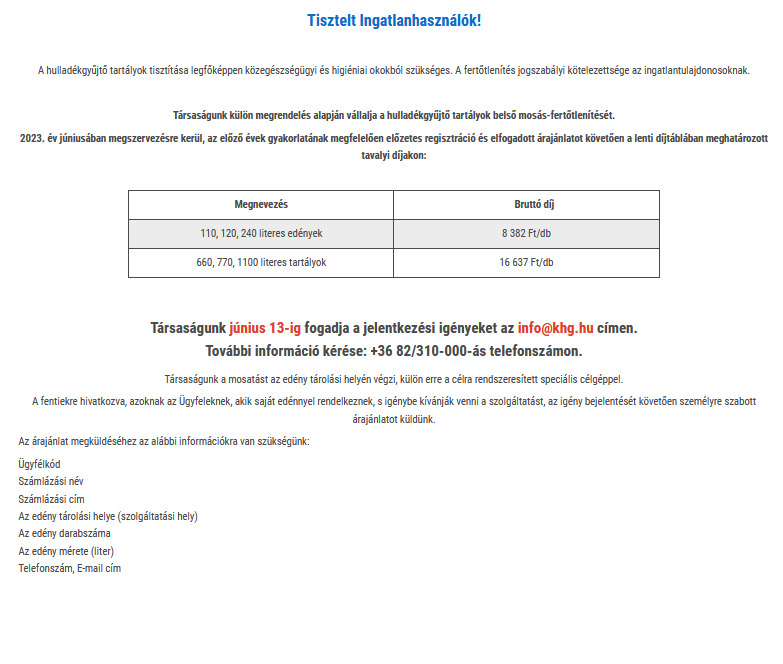 Hulladékgyűjtő edények belső mosás- fertőtlenítése